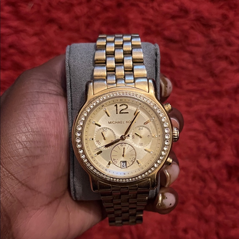 Michael Kors Gold Chronograph Watch with Crystal Details